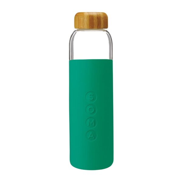 Glass Water Bottle with Silicone Sleeve - Emerald 17oz - Sustainable Travel  & Living